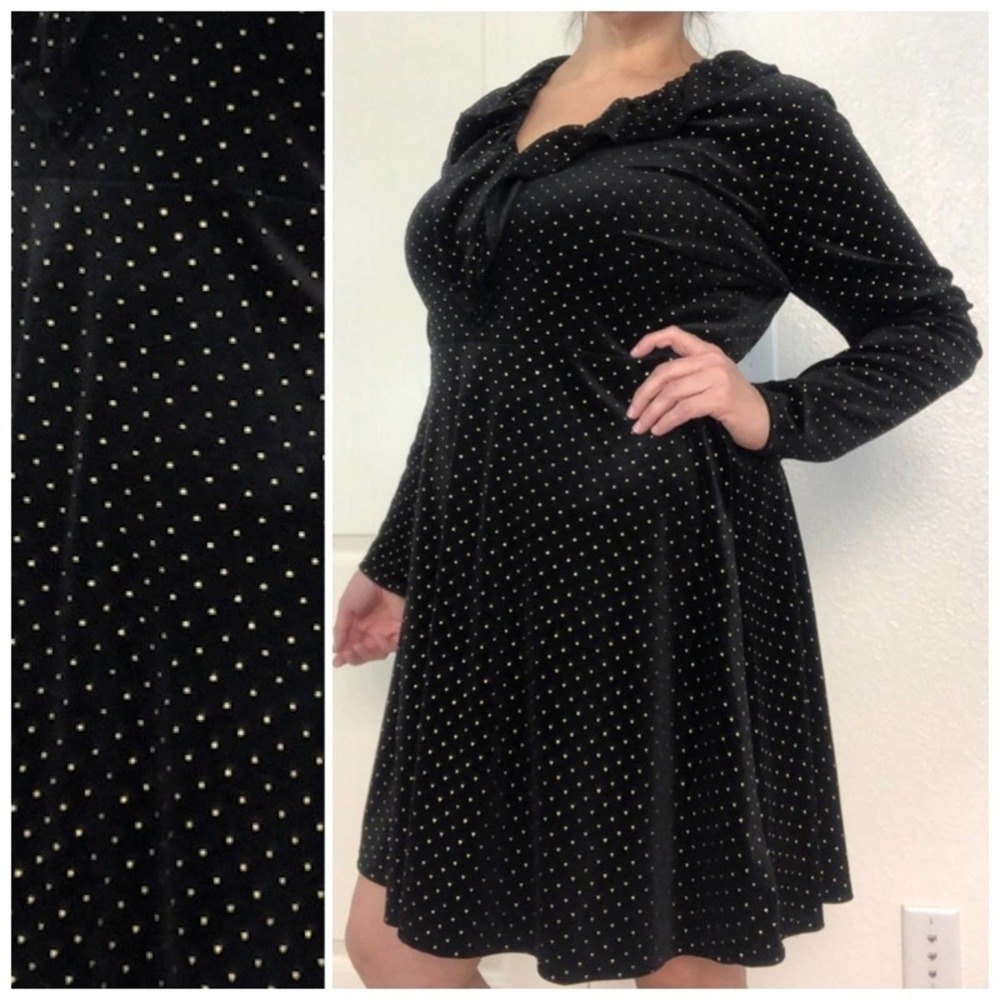 Black Velvet with Gold MiniStuds Holiday Dress